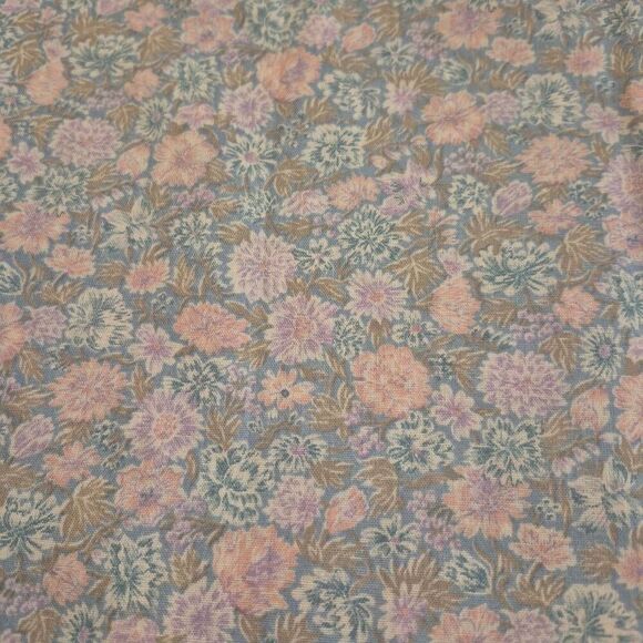 Fabric, Dusty Blue & Pink Pastel Floral Cotton 45" wide x 1/2 yd - Picture 1 of 4
